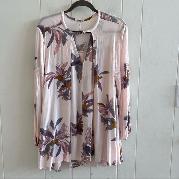 Free People Tree Swing Electric Orchid Floral Oversized Tunic Dress - Picture 4 of 16